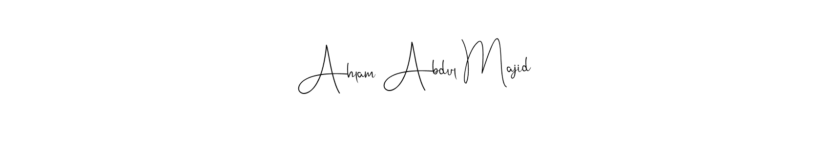 How to make Ahlam Abdul Majid name signature. Use Andilay-7BmLP style for creating short signs online. This is the latest handwritten sign. Ahlam Abdul Majid signature style 4 images and pictures png