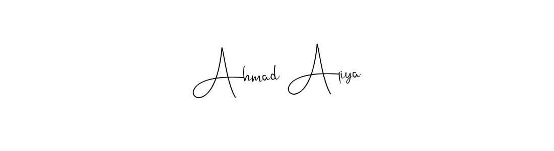 How to make Ahmad Aliya name signature. Use Andilay-7BmLP style for creating short signs online. This is the latest handwritten sign. Ahmad Aliya signature style 4 images and pictures png