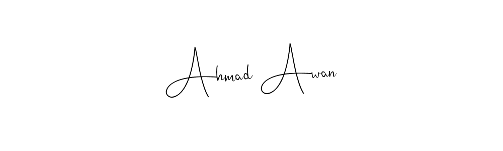 How to make Ahmad Awan name signature. Use Andilay-7BmLP style for creating short signs online. This is the latest handwritten sign. Ahmad Awan signature style 4 images and pictures png