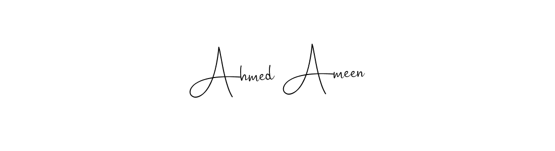 How to make Ahmed Ameen name signature. Use Andilay-7BmLP style for creating short signs online. This is the latest handwritten sign. Ahmed Ameen signature style 4 images and pictures png
