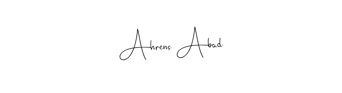 How to make Ahrens Abad name signature. Use Andilay-7BmLP style for creating short signs online. This is the latest handwritten sign. Ahrens Abad signature style 4 images and pictures png