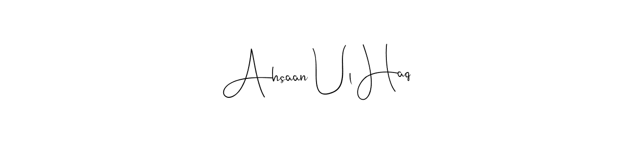 Andilay-7BmLP is a professional signature style that is perfect for those who want to add a touch of class to their signature. It is also a great choice for those who want to make their signature more unique. Get Ahsaan Ul Haq name to fancy signature for free. Ahsaan Ul Haq signature style 4 images and pictures png