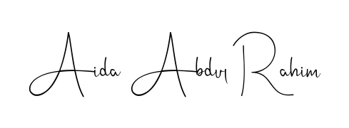 The Andilay-7BmLP font gives name Aida Abdul Rahim a signature that looks effortless yet distinguished. Download high-res PNG instantly. Aida Abdul Rahim signature style 4 images and pictures png
