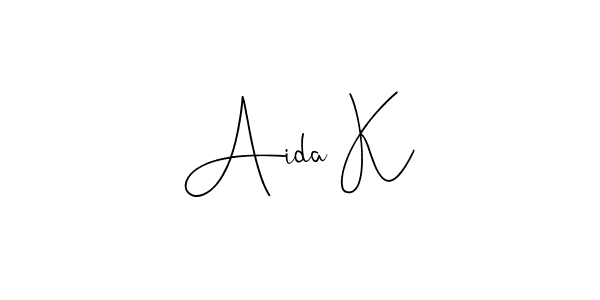 Also You can easily find your signature by using the search form. We will create Aida K name handwritten signature images for you free of cost using Andilay-7BmLP sign style. Aida K signature style 4 images and pictures png