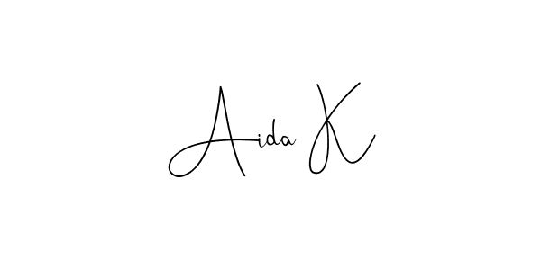You can use this online signature creator to create a handwritten signature for the name Aida K. This is the best online autograph maker. Aida K signature style 4 images and pictures png