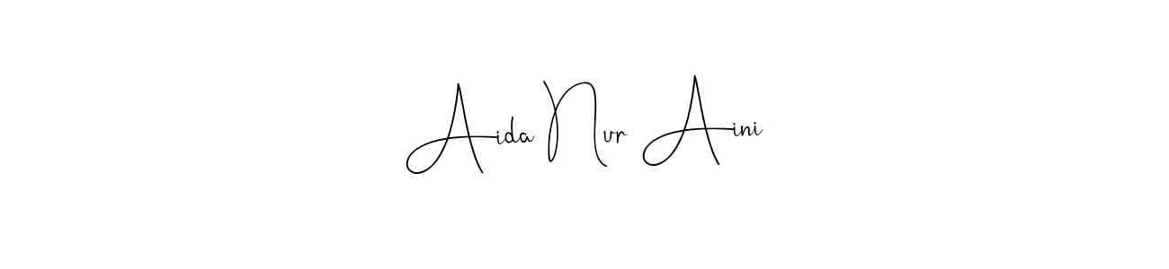 Andilay-7BmLP is a professional signature style that is perfect for those who want to add a touch of class to their signature. It is also a great choice for those who want to make their signature more unique. Get Aida Nur Aini name to fancy signature for free. Aida Nur Aini signature style 4 images and pictures png