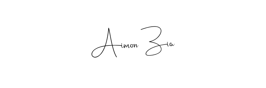 How to make Aimon Zia name signature. Use Andilay-7BmLP style for creating short signs online. This is the latest handwritten sign. Aimon Zia signature style 4 images and pictures png
