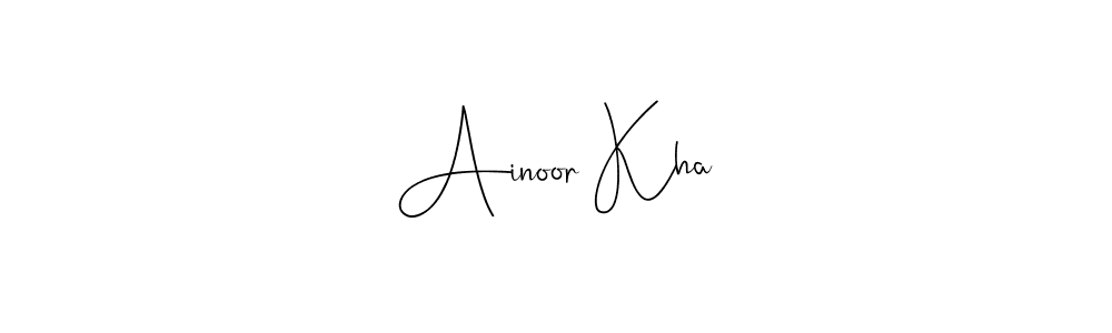 You can use this online signature creator to create a handwritten signature for the name Ainoor Kha. This is the best online autograph maker. Ainoor Kha signature style 4 images and pictures png