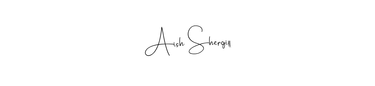 if you are searching for the best signature style for your name Aish Shergill. so please give up your signature search. here we have designed multiple signature styles  using Andilay-7BmLP. Aish Shergill signature style 4 images and pictures png