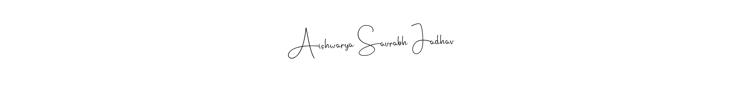Similarly Andilay-7BmLP is the best handwritten signature design. Signature creator online .You can use it as an online autograph creator for name Aishwarya Saurabh Jadhav. Aishwarya Saurabh Jadhav signature style 4 images and pictures png