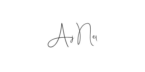 How to make Aj Nel name signature. Use Andilay-7BmLP style for creating short signs online. This is the latest handwritten sign. Aj Nel signature style 4 images and pictures png