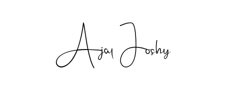 A stylish, flowing autograph style designed for name Ajal Joshy using Andilay-7BmLP typography. Perfect for digital creative projects. Ajal Joshy signature style 4 images and pictures png