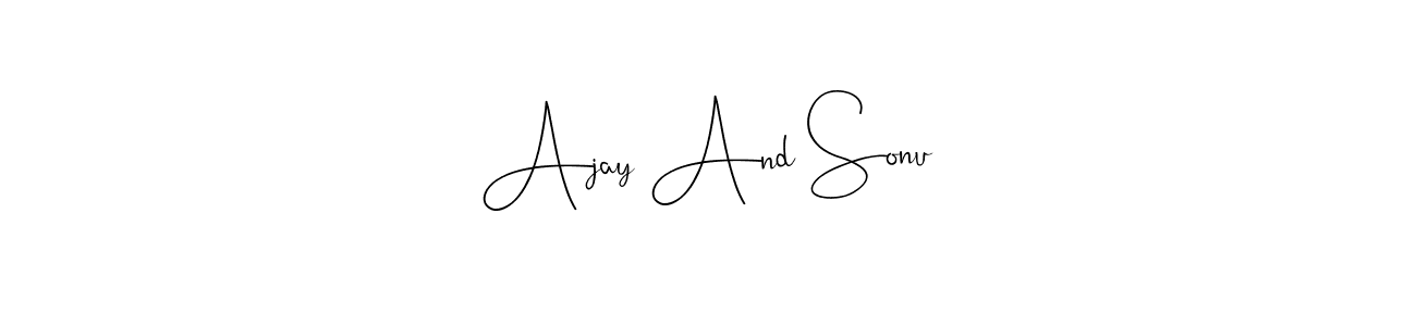 if you are searching for the best signature style for your name Ajay And Sonu. so please give up your signature search. here we have designed multiple signature styles  using Andilay-7BmLP. Ajay And Sonu signature style 4 images and pictures png