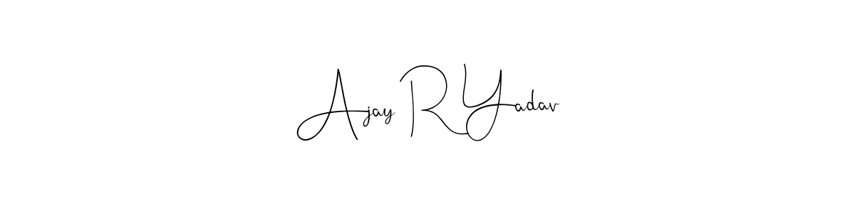 if you are searching for the best signature style for your name Ajay R Yadav. so please give up your signature search. here we have designed multiple signature styles  using Andilay-7BmLP. Ajay R Yadav signature style 4 images and pictures png