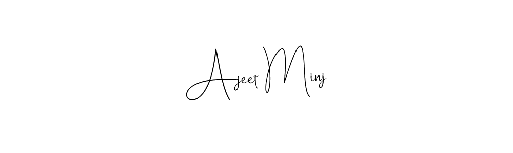 How to make Ajeet Minj name signature. Use Andilay-7BmLP style for creating short signs online. This is the latest handwritten sign. Ajeet Minj signature style 4 images and pictures png