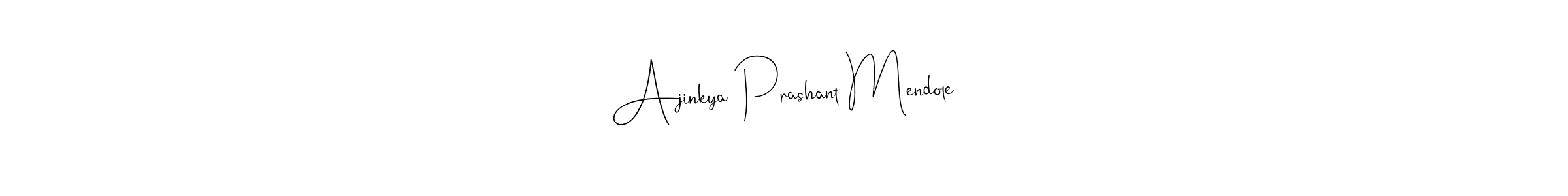 This is the best signature style for the Ajinkya Prashant Mendole name. Also you like these signature font (Andilay-7BmLP). Mix name signature. Ajinkya Prashant Mendole signature style 4 images and pictures png