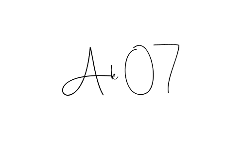 Andilay-7BmLP is a professional signature style that is perfect for those who want to add a touch of class to their signature. It is also a great choice for those who want to make their signature more unique. Get Ak 07 name to fancy signature for free. Ak 07 signature style 4 images and pictures png