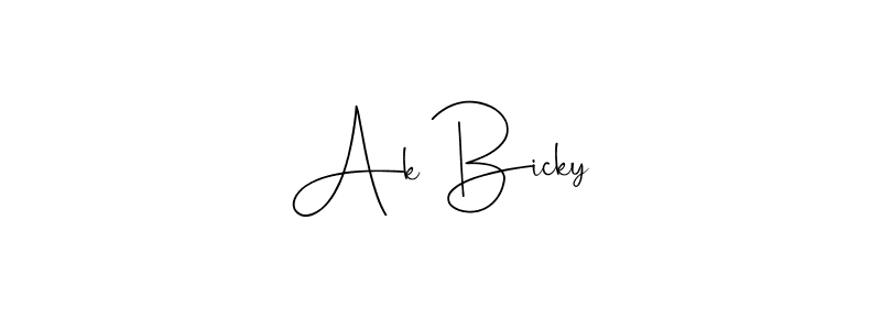 Andilay-7BmLP is a professional signature style that is perfect for those who want to add a touch of class to their signature. It is also a great choice for those who want to make their signature more unique. Get Ak Bicky name to fancy signature for free. Ak Bicky signature style 4 images and pictures png