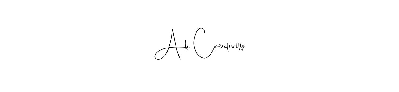 You can use this online signature creator to create a handwritten signature for the name Ak Creativity. This is the best online autograph maker. Ak Creativity signature style 4 images and pictures png