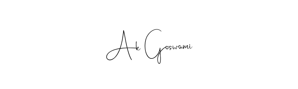 How to make Ak Goswami name signature. Use Andilay-7BmLP style for creating short signs online. This is the latest handwritten sign. Ak Goswami signature style 4 images and pictures png