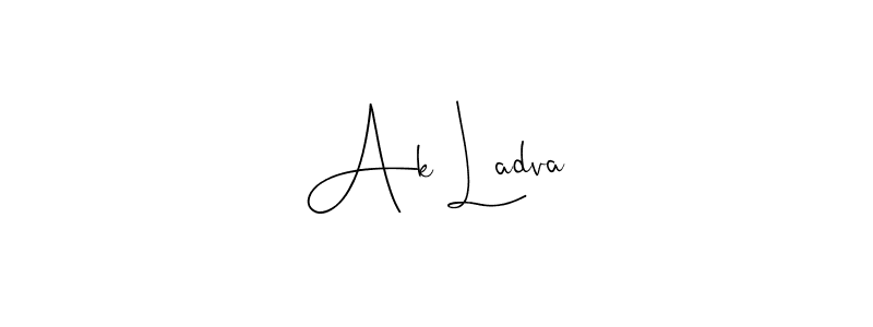 The best way (Andilay-7BmLP) to make a short signature is to pick only two or three words in your name. The name Ak Ladva include a total of six letters. For converting this name. Ak Ladva signature style 4 images and pictures png