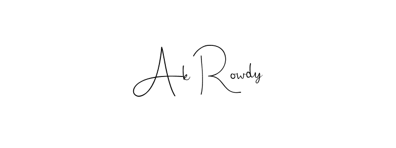 if you are searching for the best signature style for your name Ak Rowdy. so please give up your signature search. here we have designed multiple signature styles  using Andilay-7BmLP. Ak Rowdy signature style 4 images and pictures png