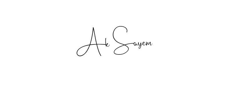 Make a beautiful signature design for name Ak Sayem. With this signature (Andilay-7BmLP) style, you can create a handwritten signature for free. Ak Sayem signature style 4 images and pictures png