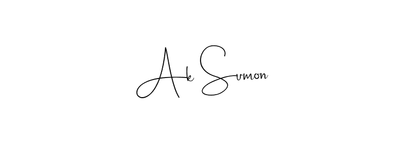 How to make Ak Sumon name signature. Use Andilay-7BmLP style for creating short signs online. This is the latest handwritten sign. Ak Sumon signature style 4 images and pictures png