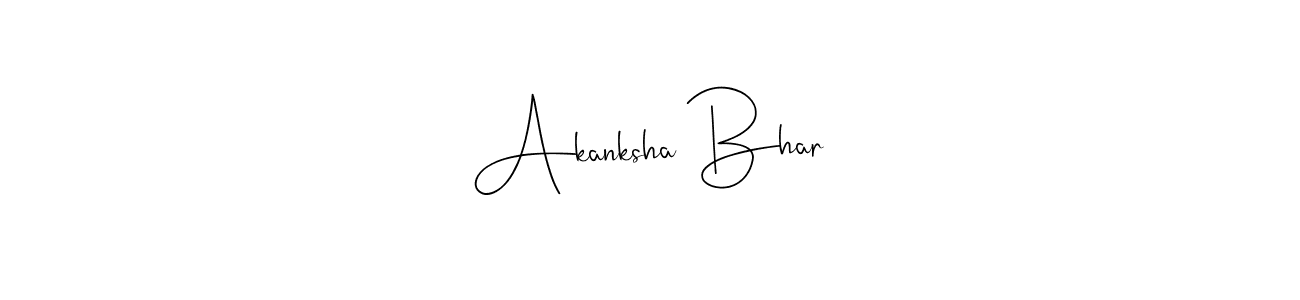 Andilay-7BmLP is a professional signature style that is perfect for those who want to add a touch of class to their signature. It is also a great choice for those who want to make their signature more unique. Get Akanksha Bhar name to fancy signature for free. Akanksha Bhar signature style 4 images and pictures png