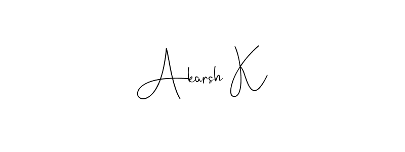 It looks lik you need a new signature style for name Akarsh K. Design unique handwritten (Andilay-7BmLP) signature with our free signature maker in just a few clicks. Akarsh K signature style 4 images and pictures png