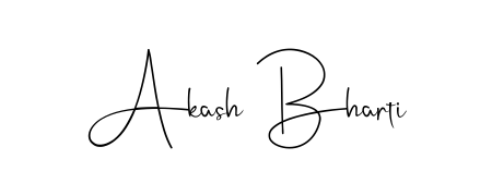 A sleek calligraphic signature for name Akash Bharti utilizing Andilay-7BmLP styling. Great for adding personal signatures to photos and art. Akash Bharti signature style 4 images and pictures png