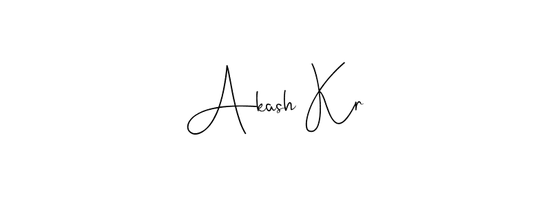 How to make Akash Kr name signature. Use Andilay-7BmLP style for creating short signs online. This is the latest handwritten sign. Akash Kr signature style 4 images and pictures png