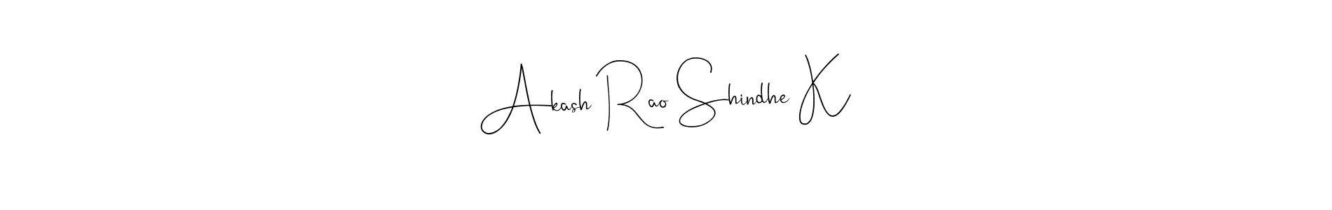 How to make Akash Rao Shindhe K name signature. Use Andilay-7BmLP style for creating short signs online. This is the latest handwritten sign. Akash Rao Shindhe K signature style 4 images and pictures png