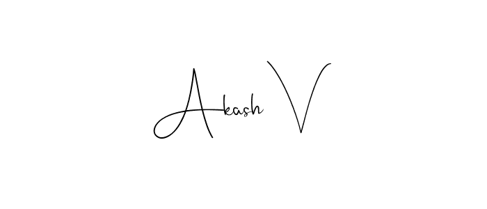 Make a beautiful signature design for name Akash V. With this signature (Andilay-7BmLP) style, you can create a handwritten signature for free. Akash V signature style 4 images and pictures png