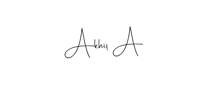 Design your own signature with our free online signature maker. With this signature software, you can create a handwritten (Andilay-7BmLP) signature for name Akhil A. Akhil A signature style 4 images and pictures png