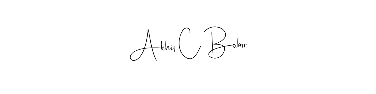 if you are searching for the best signature style for your name Akhil C Babu. so please give up your signature search. here we have designed multiple signature styles  using Andilay-7BmLP. Akhil C Babu signature style 4 images and pictures png
