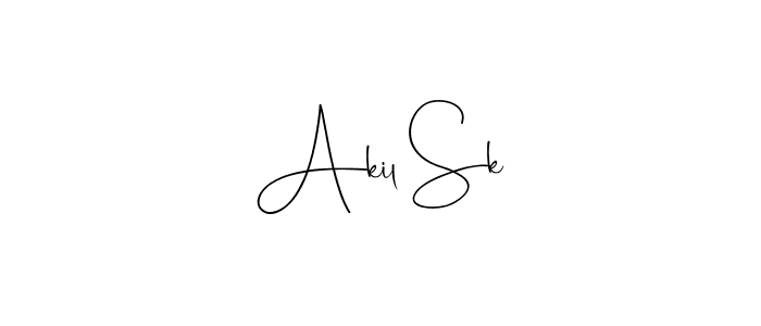 How to make Akil Sk name signature. Use Andilay-7BmLP style for creating short signs online. This is the latest handwritten sign. Akil Sk signature style 4 images and pictures png