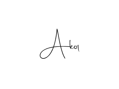 How to make Akol name signature. Use Andilay-7BmLP style for creating short signs online. This is the latest handwritten sign. Akol signature style 4 images and pictures png