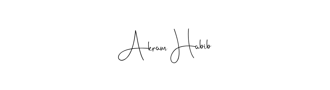 Andilay-7BmLP is a professional signature style that is perfect for those who want to add a touch of class to their signature. It is also a great choice for those who want to make their signature more unique. Get Akram Habib name to fancy signature for free. Akram Habib signature style 4 images and pictures png