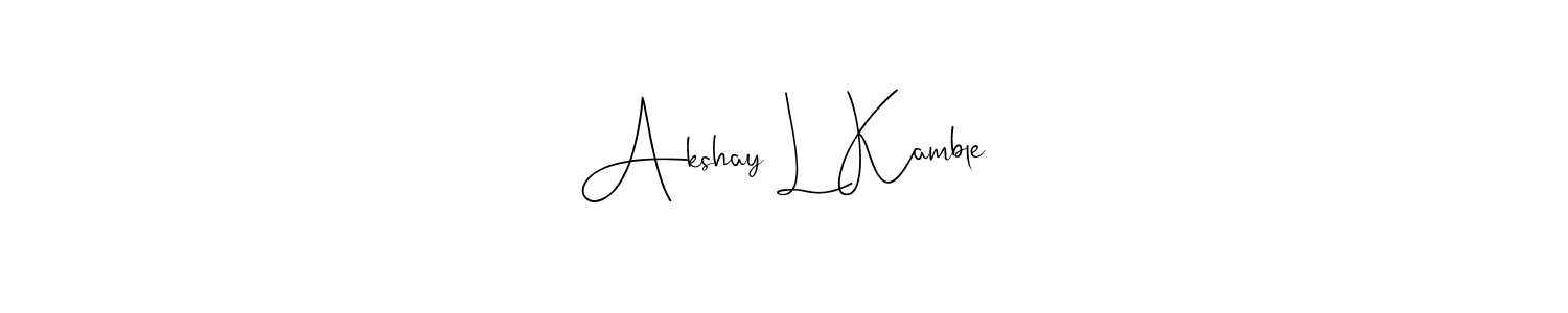 if you are searching for the best signature style for your name Akshay L Kamble. so please give up your signature search. here we have designed multiple signature styles  using Andilay-7BmLP. Akshay L Kamble signature style 4 images and pictures png