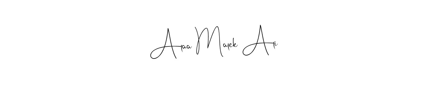 Also we have Alaa Malek Ali name is the best signature style. Create professional handwritten signature collection using Andilay-7BmLP autograph style. Alaa Malek Ali signature style 4 images and pictures png