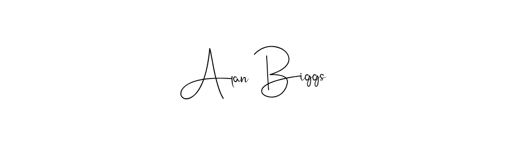 How to make Alan Biggs name signature. Use Andilay-7BmLP style for creating short signs online. This is the latest handwritten sign. Alan Biggs signature style 4 images and pictures png