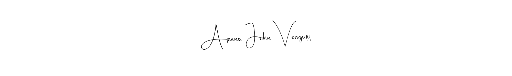 How to make Aleena John Vengalil name signature. Use Andilay-7BmLP style for creating short signs online. This is the latest handwritten sign. Aleena John Vengalil signature style 4 images and pictures png