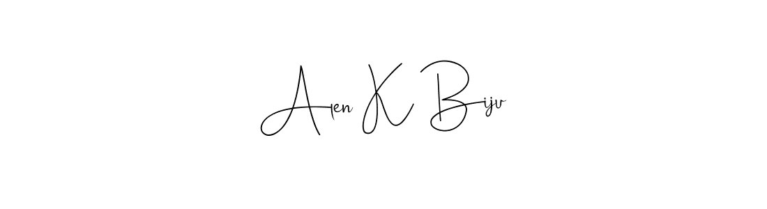 Create a beautiful signature design for name Alen K Biju. With this signature (Andilay-7BmLP) fonts, you can make a handwritten signature for free. Alen K Biju signature style 4 images and pictures png