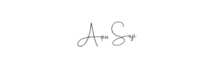 You should practise on your own different ways (Andilay-7BmLP) to write your name (Alen Saji) in signature. don't let someone else do it for you. Alen Saji signature style 4 images and pictures png