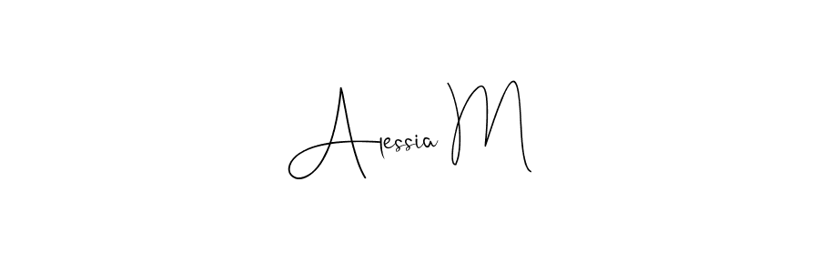 How to make Alessia M name signature. Use Andilay-7BmLP style for creating short signs online. This is the latest handwritten sign. Alessia M signature style 4 images and pictures png
