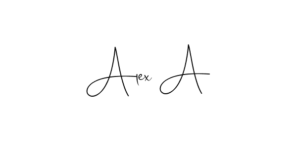 How to make Alex A name signature. Use Andilay-7BmLP style for creating short signs online. This is the latest handwritten sign. Alex A signature style 4 images and pictures png