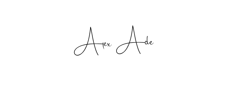 How to make Alex Ade name signature. Use Andilay-7BmLP style for creating short signs online. This is the latest handwritten sign. Alex Ade signature style 4 images and pictures png