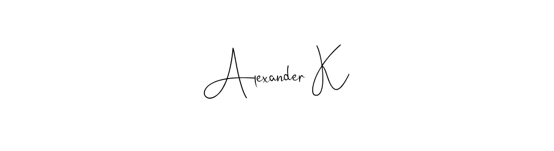 Use a signature maker to create a handwritten signature online. With this signature software, you can design (Andilay-7BmLP) your own signature for name Alexander K. Alexander K signature style 4 images and pictures png