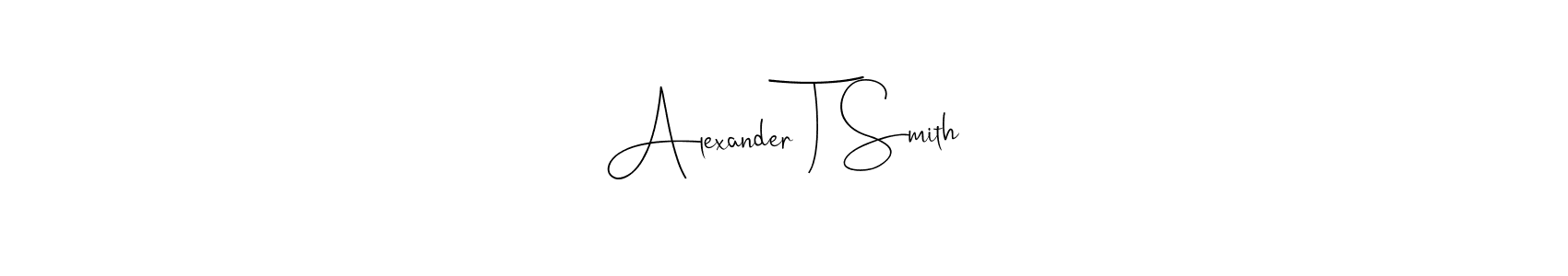How to make Alexander T Smith name signature. Use Andilay-7BmLP style for creating short signs online. This is the latest handwritten sign. Alexander T Smith signature style 4 images and pictures png